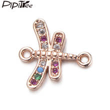 Pipitree Lovely Butterfly Dragonfly Charm Insect Multicolor Cubic Zirconia Charms Bracelet Jewelry Making Fashion CZ Connector 2024 - buy cheap