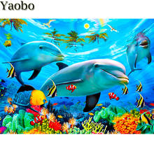 5D bordado de diamantes delfín pez animal mundo submarino completo cuadrado bordado de diamantes redondos DIY decoración de mosaicos de diamante 2024 - compra barato