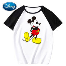Disney Stylish Mickey Mouse Cartoon Print Contrast Color Unisex T-Shirt O-Neck Pullover Short Sleeve Tee Tops XS - 3XL 14 Colors 2024 - buy cheap