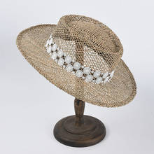 Модная дышащая соломенная шляпа ручной работы Sombrero De Mujer, пляжные солнцезащитные шляпы для женщин, Кружевная летняя федора с украшением 2024 - купить недорого