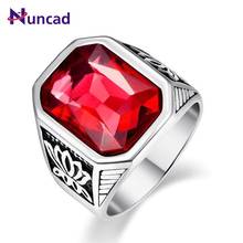 NUNCAD-anillo de acero inoxidable para hombre, con incrustaciones de cristal azul/Verde/rojo, patrón de tótem Vintage, anillo negro, 2019 2024 - compra barato