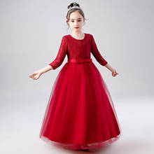 High Quality Red Long Flower Girl Dress Simple Vestido Girls Of 4 6 8 10 12 14 16 Years Old Christmas Kids Clothes OKF204001 2024 - buy cheap