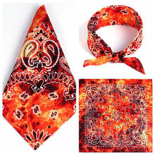 55*55cm Gradient Tie-Dye Ethnic Bandana Handkerchief Floral Print Cotton Square Scarf Headband Hip-Hop Wristband Head Wrap 2024 - buy cheap