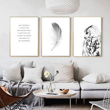 Pôster de tela de coruja, preto e branco, estilo nórdico, pintura de pena, arte para parede, citação, imagem moderna, decoração para sala de estar 2024 - compre barato
