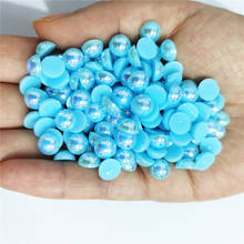Diamantes de imitación aguamarina AB, perlas semiredondas de cristal, sin fijación térmica, accesorios para decoración de uñas 2024 - compra barato