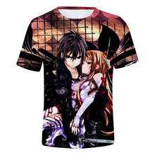 Alta quallity camiseta com espada japonesa de anime, arte on-line quente 3d da perfura, camiseta para homem e mulher, fantasia de cosplay, camiseta da perfura 2024 - compre barato
