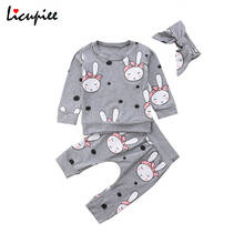 Conjunto de roupas infantis com 3 peças para meninas, camiseta e calças de desenho de coelho para bebês recém-nascidos de 0-24 meses 2024 - compre barato