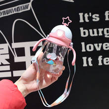 2 Use Cartoon Portable Baby Feeding Water Drink Straw Water Bottle Sippy Cup with Handle&Sling Learning Drinking Bottle 280ml 2024 - buy cheap