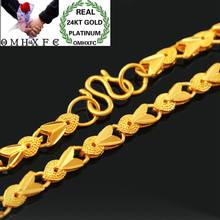 MHXFC, venta al por mayor, moda europea, mujer, fiesta, regalo de boda, largo 46cm de ancho 3,5mm, corazón, collar de cadena de oro Real 24KT NL77 2024 - compra barato