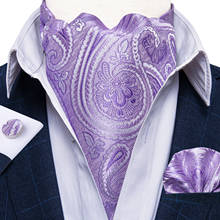 Men Vintage Purple Floral Paisley Wedding Formal Cravat Ascot Scrunch British Silk Necktie Pocket Square Cufflinks Set DiBanGu 2024 - buy cheap