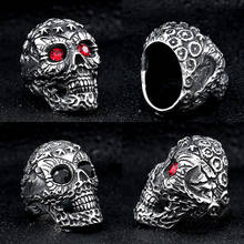 316L Red CZ Eyes Skull Men's Calvarium Punk Vintage Ring Gothic High Quality Stainless Steel Biker Rings Motorcycle jewellery 2024 - buy cheap