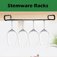Steel Wine Glass holder Hanging Drinking Glasses Stemware Rack Under Cabinet Storage Hanging Bar Shelf for Bar Kitchen 2024 - buy cheap