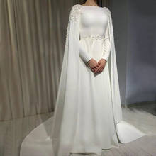 Мусульманское свадебное платье с накидкой, ТРАПЕЦИЕВИДНОЕ платье невесты с длинным рукавом и аппликацией, марокканский кафтан, свадебное платье невесты, 2021 2024 - купить недорого