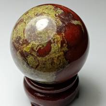 Dhxyzb-esfera de cristal de piedra de sangre de dragón Natural, Bola de cuarzo, Mineral de roca, regalo, base de madera, decoración curativa Reiki, 40-75mm 2024 - compra barato