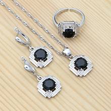 Black Spinel 925 Sterling Silver Jewelry Set Noble Earrings Pendant Necklace Ring Prom Jewelry Accessories for Women 2024 - buy cheap