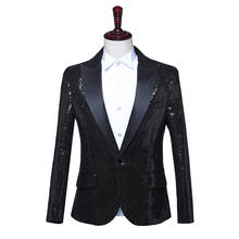 Singer Black Blazer Men Bleiser Masculino Men Suit Jacket Blezer Masculino Blazer Homme Mens Sequin Jacket 2024 - buy cheap