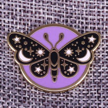 Moth Lapel Pin Magic Butterfly Brooch Galaxy Night Badge Pagan Wicca Accessory for your jackets or backpacks 2024 - buy cheap