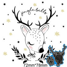 New Metal Cutting Dies Deer Head And Leaves For Card DIY Scrapbooking stencil Paper Craft Album template Dies 72*78mm 2024 - buy cheap