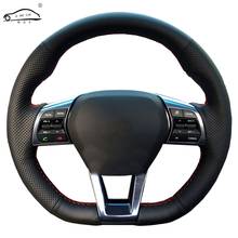 Capa de couro genuíno para volante de automóveis, capa para hyundai sonata 9 2015 2016, trança especial para volante 2024 - compre barato