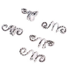 5 pçs metal prata viking espiral cabelo trança dreadlock barba dreadlock grânulos anéis tubo grampos para acessórios de cabelo encantos 2024 - compre barato
