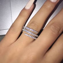 2021 Personality Three Circle Design Clear aaa Cubic Zirconia Silver Rings for Women Party Jewelry Bague Femme Anillos 2024 - buy cheap