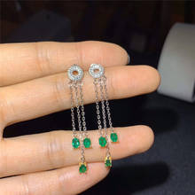 Brincos para meninas com esmeralda natural em prata 925, joias com gema esmeralda para deteção de apoio 2024 - compre barato