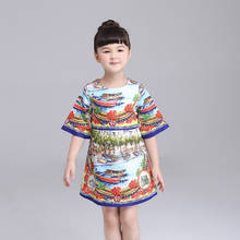 2020 Fashion Flowers Girls Summer Dress Short Sleeve Printed Dresses For Girls Party Birthday Girl Dress Vetement Enfant Fille 2024 - buy cheap