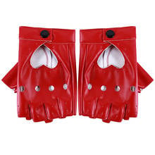 Guantes de cuero para mujer y niña, manoplas con forma de corazón, color rojo, negro y blanco 2024 - compra barato