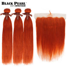 Black Pearl Orange Bundles With Frontal Straight Remy Hair Black Pearl Red Blonde Brazilian Hair Weave 2/3 Bundles With Frontal 2024 - buy cheap