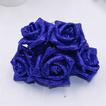 50pcs 6cm Artificial Glittered EVA Foam Rose Flower Bridal Bouquet For Home Event Party Wedding Decoration 2024 - buy cheap