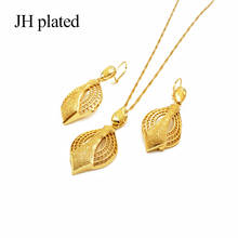 JHplated-Conjuntos de joyas de moda de Dubái para mujer, regalos de boda de color dorado africano, adorno para fiesta, collar, pendientes, colgante, novedad de 2019 2024 - compra barato