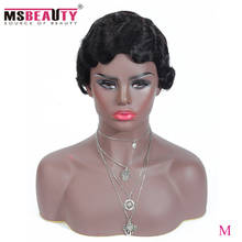 Msbeauty Hair Short Lace Human Hair Wigs For Women Brazilian Finger Wave Wig Remy Human Hair Pixie Cut Lace Wigs For Black Women 2024 - buy cheap