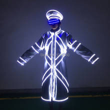 Высококачественный костюм для ночного клуба, диджея, танцевальный робот для бара, флуоресцентный костюм, светящаяся одежда для хэллоуивечерние НКИ 2024 - купить недорого