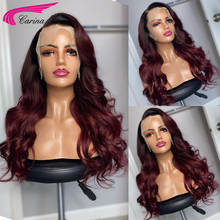 Ombre Burgundy Color 13X4 Lace Front Human Hair Wigs Brazilian 180% Wavy #99j Lace Frontal Wigs For Women PrePlucked Human Hair 2024 - buy cheap