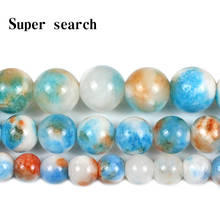 Pedra natural luz azul laranja branco jades calcedônia contas soltas para fazer jóias diy pulseira mulher acessórios 2024 - compre barato