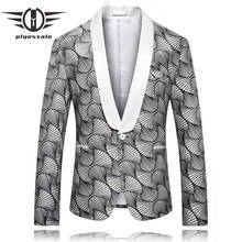 Plyesxale Slim Fit Mens Christmas Blazer Jacket Shawl Collar Men Blazer Designs Fashion Printed Party Prom Stage Blazers Q43 2024 - buy cheap