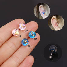 Brincos de cartilagem cz azuis de aço inoxidável, zircônia, amor, coração, orelha, tragus, concha, hélix, joias de piercing, 1 peça 2024 - compre barato