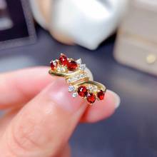 MeiBaPJ Natural Garnet Gemstone Trendy Golden Ring for Women Real 925 Sterling Silver Charm Fine Jewelry 2024 - buy cheap