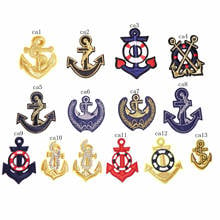 50pcs/lot Vintage Embroidery Patch Sailor Gold Anchor Clothing Decoration Sewing Accessories Diy Iron Heat Transfer Applique 2024 - buy cheap