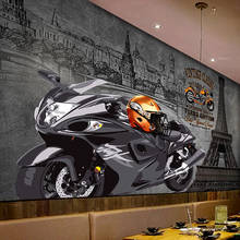 Custom Mural Wallpaper 3D Motorcycle Cement Wall Retro Fresco Restaurant Cafe KTV Bar Background Wall Papers Papel De Parede 3 D 2024 - buy cheap