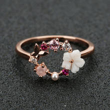 Fashion Creative Butterfly Flowers Crystal Finger Wedding Rings for Women Rose Gold Zircon Glamour Ring Jewelry Girl Gift Bijoux 2024 - buy cheap