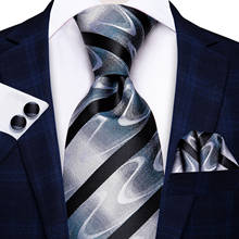 Hi-Tie деловой черный однотонный Пейсли 100% шелк мужской галстук Галстук-полоска галстук для мужчин строгий роскошный свадебный галстук 2024 - купить недорого