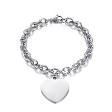 Stainless Steel Link Chain Round Heart Charm Bracelets for Women Men Unisex Wrist Jewelry Accessories Gifts 2021 Wholesale 2024 - buy cheap