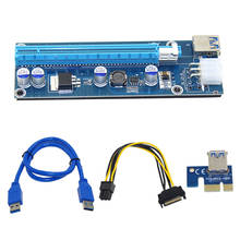 Tarjeta elevadora PCI-E, extensor de 60cm, Cable USB 3,0, SATA a 6 pines, color azul, 10 piezas, 006C, 1x a 16x, para BTC, Miner Raiser Card 2024 - compra barato