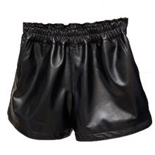 Shorts women fashion 2020 elastic high waist black genuine leather short feminino casual short pants female high quality 2024 - compre barato