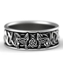 S925 Silver Nordic Myth Giant Wolf Fenril Defense Totem Amulet Hip Hop Pirate Wolf Ring for Men Jewelry 2024 - buy cheap