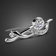 Fashion Brand 925 Sterling Silver Flower Brooch Elegant Woman Silver Jewelry Zircon Chest Needle Lady Clothing Accessories Gift 2024 - buy cheap