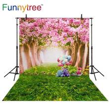 Funnytree cenário para fotografia e pano de fundo, fotografia de desenho animado, floresta, urso, flor, árvores, cenário, foto, estúdio de vinil 2024 - compre barato