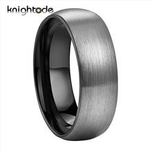 6mm 8mm preto carboneto de tungstênio anéis de noivado para mulheres masculinas casamento bandas prateado cúpula acabamento escovado conforto ajuste 2024 - compre barato