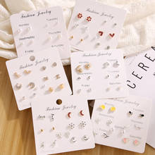 FNIO New Fashion Korean Acrylic Butterfly Star Moon Earrings For Women Geometric Round Crystal Pearl Earrings Set 2021 Jewelry 2024 - buy cheap